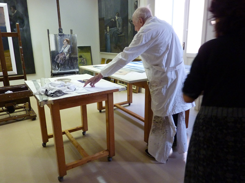 Alberto Sughi al lavoro nello Studio di Roma-847