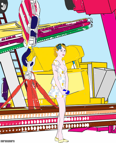 #190 Industrial landscape with young girl (six colors) 2008