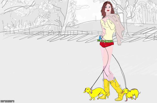 #236 Girls and dachshunds 2008