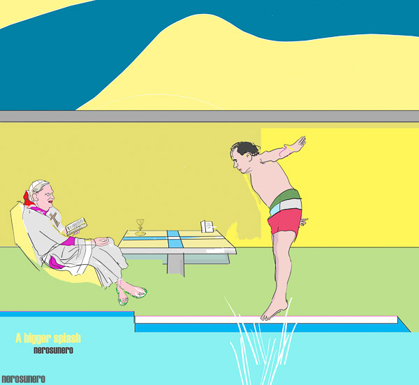 #295 A bigger splash (the pope and the premier, Ratzinger and Berlusconi) 2008