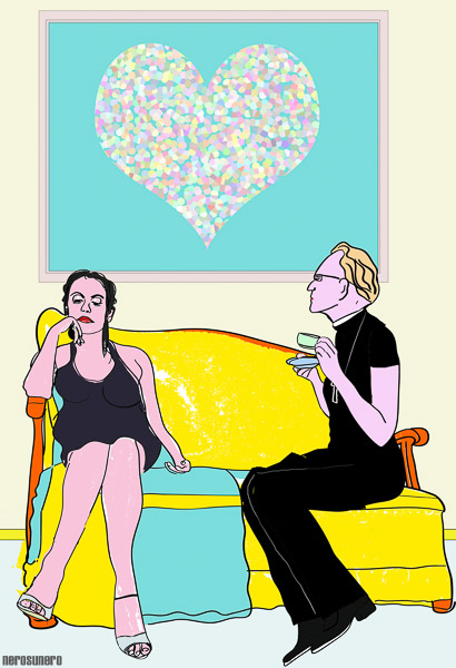 #310 Love me. Please (Woman with a priest on the couch) 2008