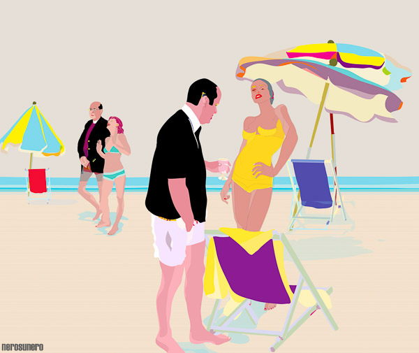 # 372 Men and women. At the beach. 2009