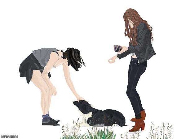 #675 Girls with dog 2012