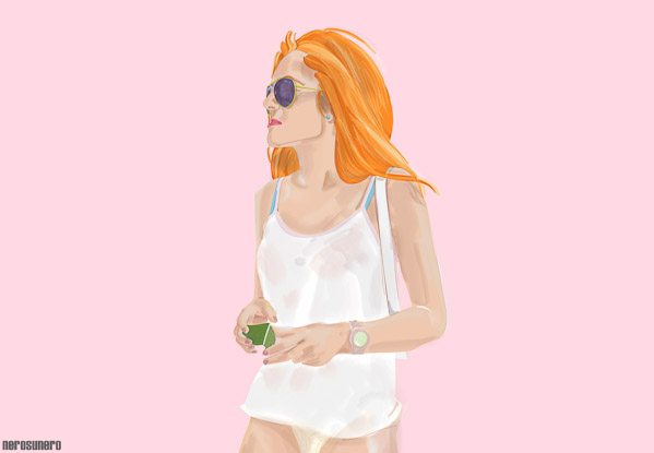 #763_A Girl with sunglasses and pink background 2013