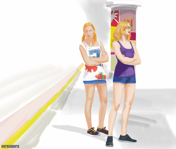 #873 Two Young Women / City ((Mannheim Series no5) 2014