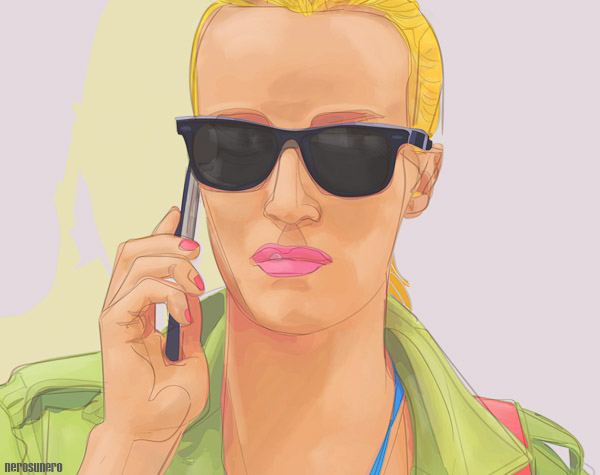 #969D Figure / Girl with sunglasses and badge (detail) 2015