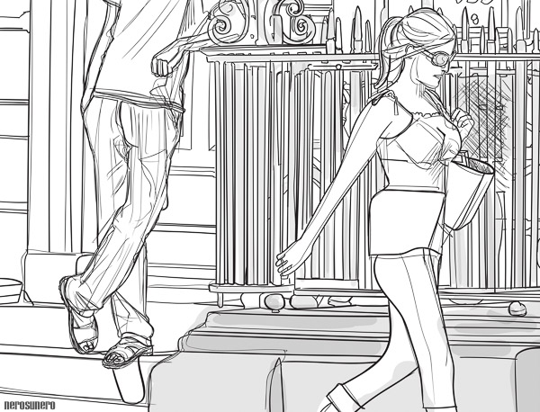 #1004_Drawing Two figures outside (Drawing) 2016