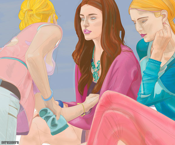 #1021B Three young women no 2 2016