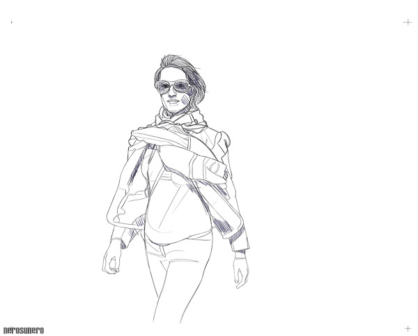 #1032Drawing Drawing of Roxanne with blue scarf 2016