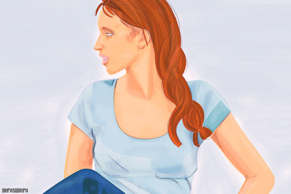 #1040D Young Girl on Blue  2016