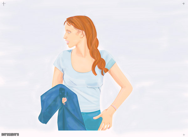 #1040a Young Girl on Blue 2016