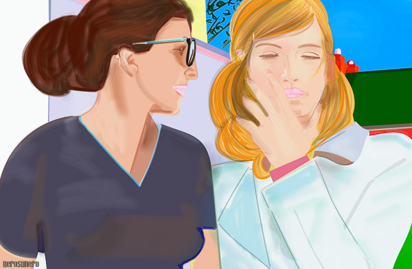 #1078D Two women in coversation 2016