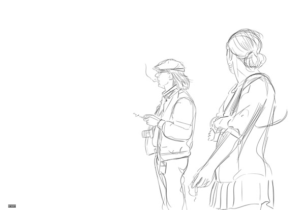 #1112DRA Wife & Husband (Two Smokers at the Borders) Drawing 2017