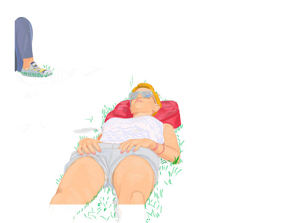 #1186A Red on green (A place to rest) 2017