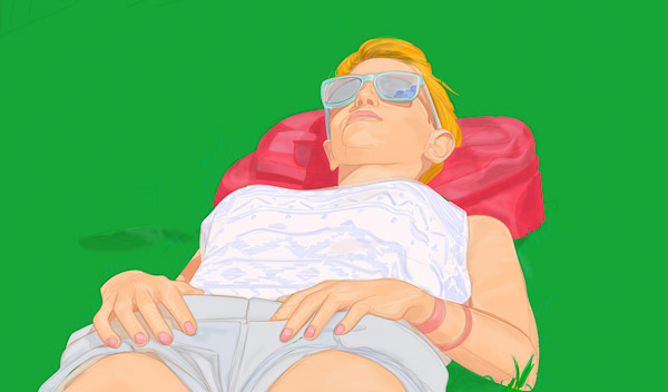 #1186B Red on green (A place to rest) 2017