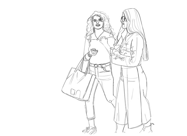 #1238Drawing Two girls outside (Drw) 2018