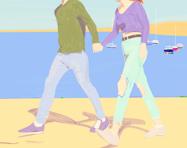 #1276B Irish couple walking at the beach 2018