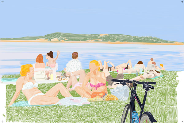 #1294A Grass & Sea | Bathers on Grass 2018