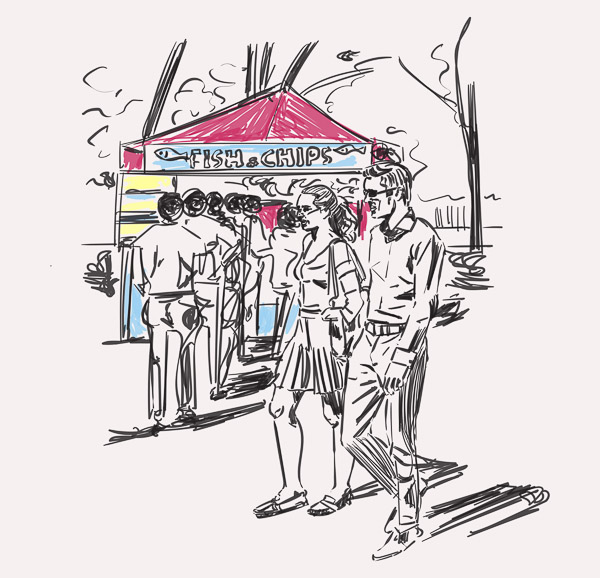 #1322DW Paul & Lena (The Merrion Square Food Market), drawing 2018