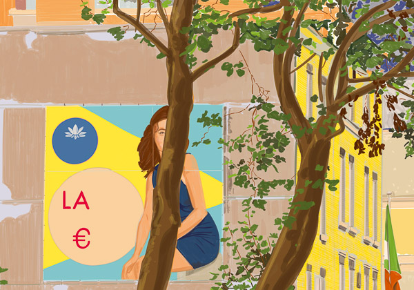 #1331B City landscape with trees (Dublin Billboard) 2018