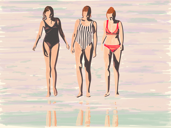 #1364b Three girls at the beach 2019