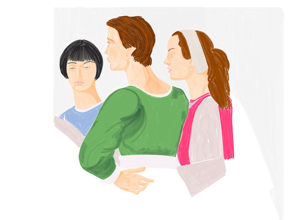 #1439B Three figures (after Piero della Francesca,  from The Queen of Sheba) 2019