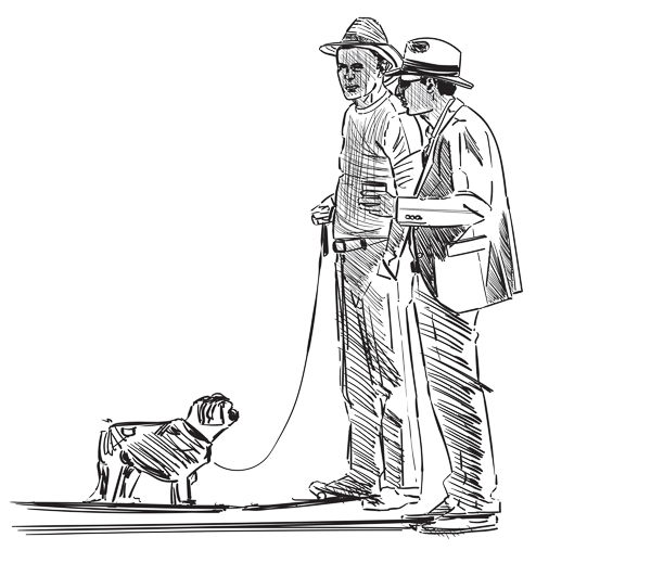 #1443a Men and dog 2019